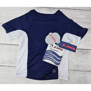 NWT Jr. Swim‎ Color Block Swim Tee Navy/White UPF 50+ Quick Dry 4T
